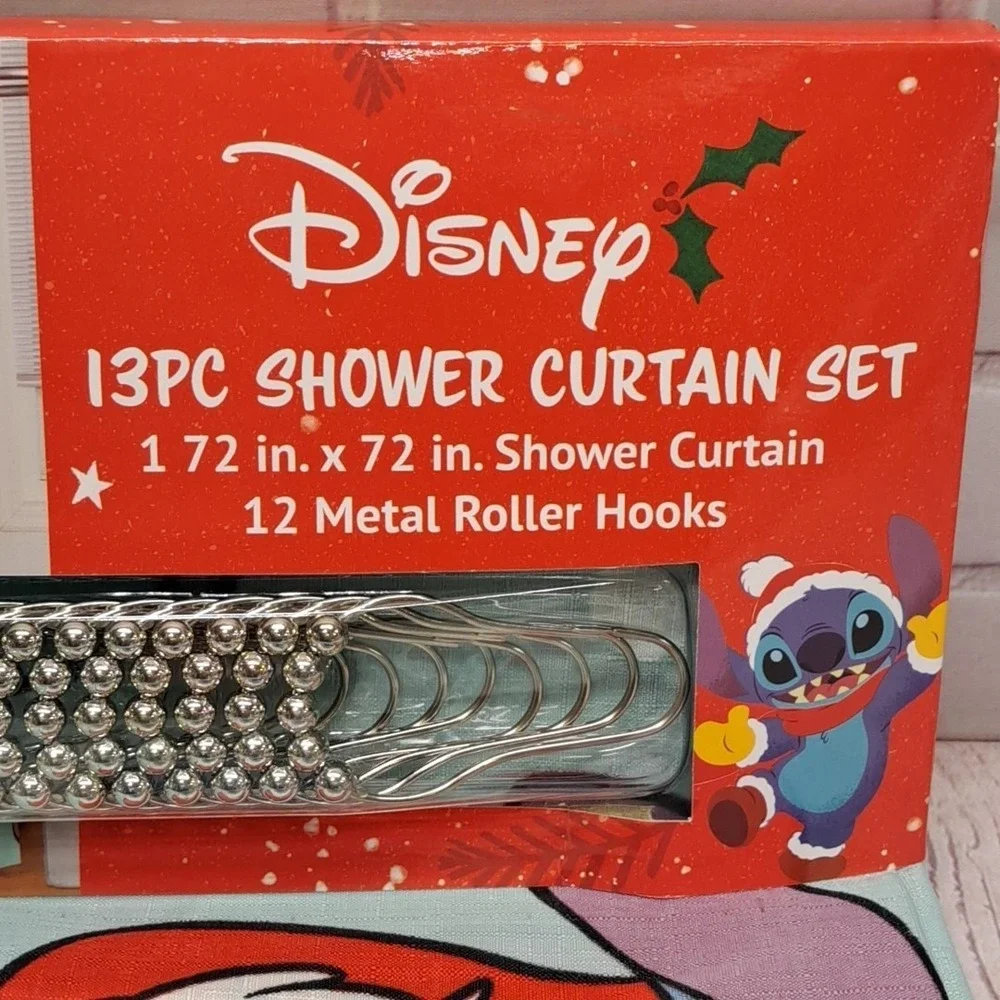 Disney Lilo & Stitch 13-piece Christmas-themed Shower Curtain set
